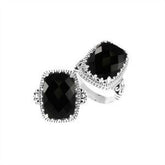 Handmade sterling silver Balinese ring with faceted cushion-cut Black Onyx Quartz.